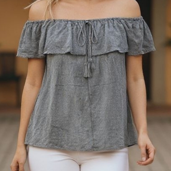 Free People Tops - NEW- Free People Green Dark Flutter Sleeve Ruffled Blouse